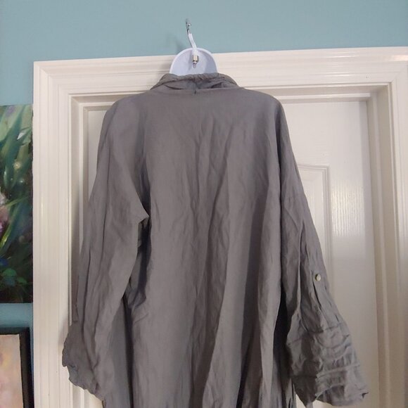 Camille & Co Linen Gray Jacket Lagenlook Lagom Minimalist Baggy Funky L Italy - Picture 10 of 14